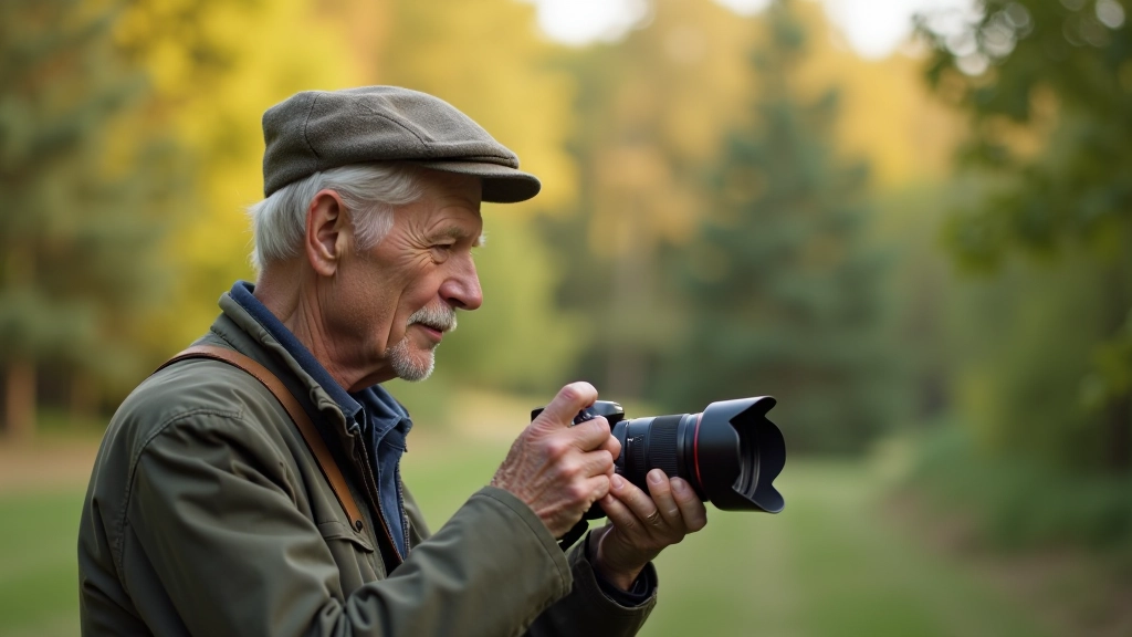 Photography student learning composition