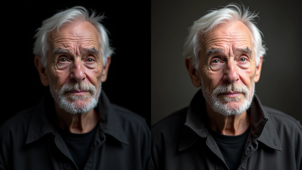 Side-by-side comparison showing underexposed photograph on left and properly exposed version on right